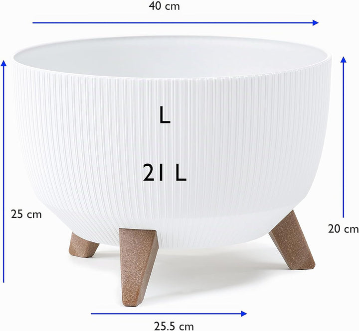 MELTOM Blumentopf Schale mit Füssen Einsatz Kräutertopf Übertopf Pflanzschale Eco Recycled (Weiss, L