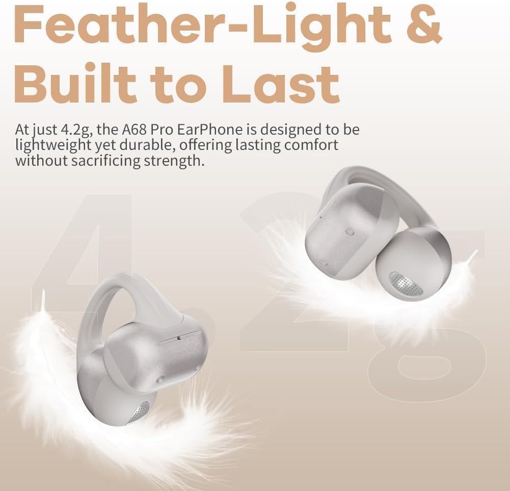 Open Ear Kopfhörer, Bluetooth Earbuds, Clip on Design mit 4 Noise Cancelling Mikrofone, 40h Std, Blu