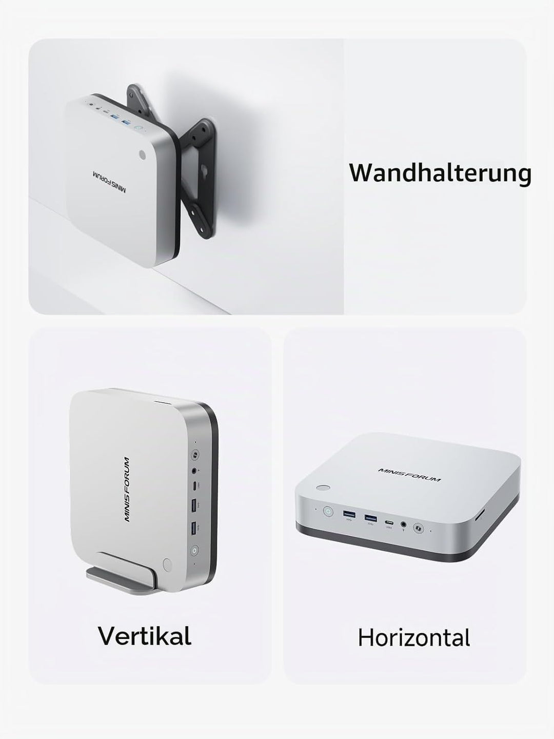 MINIS FORUM AI X1 Pro Mini-PC, AMD Ryzen AI 9 HX370 (12 Kerne/24 Threads bis 5,1 GHz), 32 GB DDR5 RA