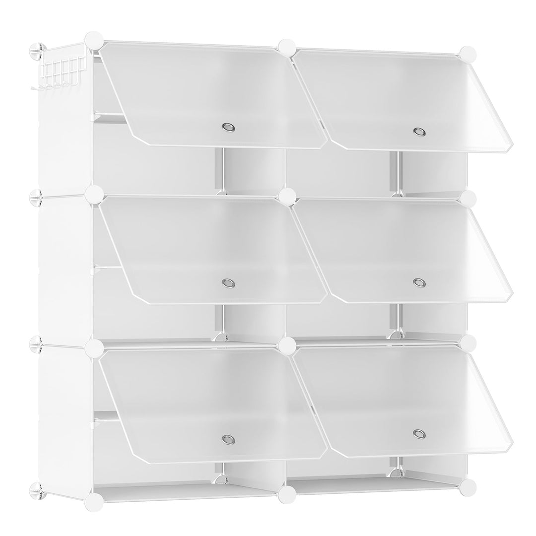 HOOBRO Schuhregal mit 6 Fächern, Schuhschrank, für 24 Paar Schuhe, 40 x 30 x 30 cm pro Fach, schmal,