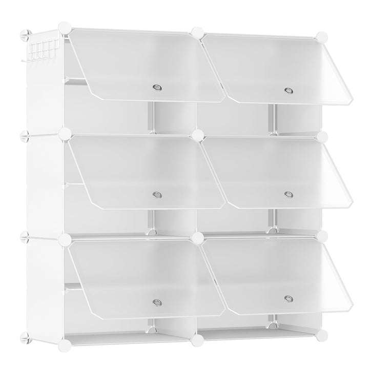 HOOBRO Schuhregal mit 6 Fächern, Schuhschrank, für 24 Paar Schuhe, 40 x 30 x 30 cm pro Fach, schmal,