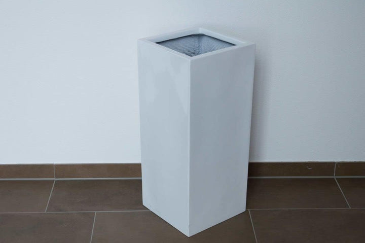 Elegant Einrichten Pflanzkübel, Blumenkübel Fiberglas säule 38x38x70cm Hochglanz weiss.