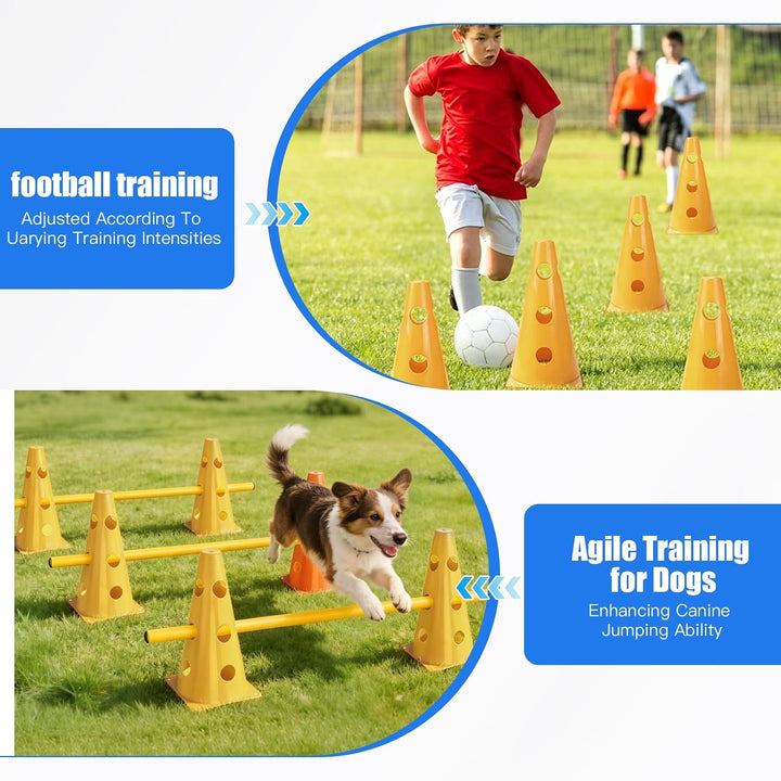 Agility Set Hunde, Agility Trainingsgerät Sports Cavaletti Hunde Steckhürdenset, Kegel Trainingshürd