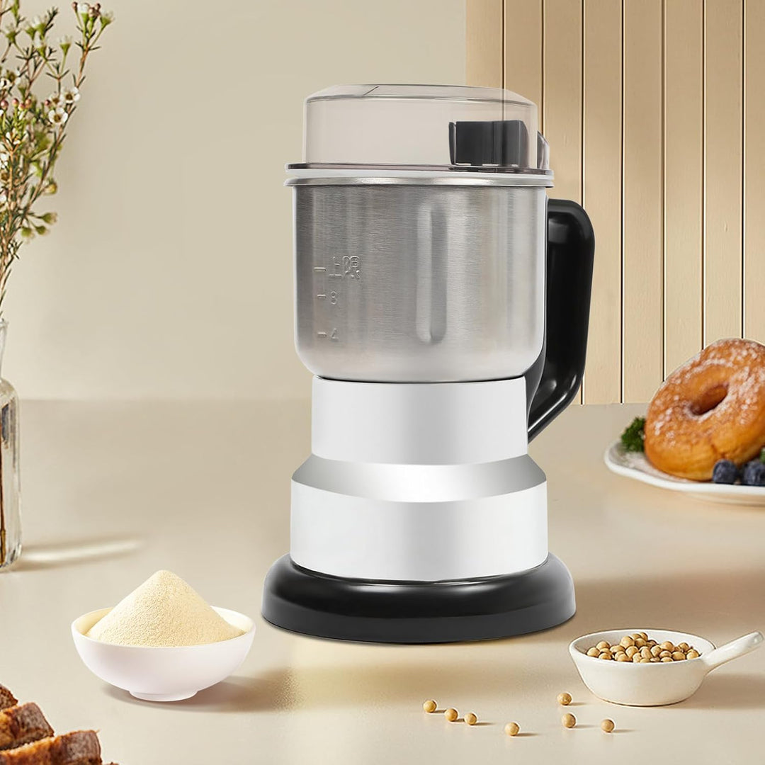 Elektrische Getreidemühle, Edelstahl Kaffeemühle, Ultrafeine Gewürzmühle, mit Pinsel & Löffel, 300W