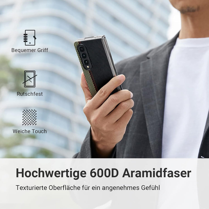 pitaka Ultradünne Hülle für Samsung Galaxy Z Fold 4 Leichte Handyhülle aus 600D Aramidfaser Kratzfes