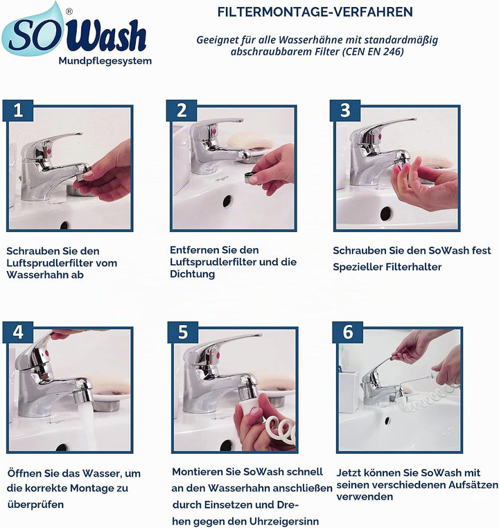 SOWASH - Verpackung "DELUXE" - complete set am Wasserhahn anschliessbare Puls-Munddusche für die Mun