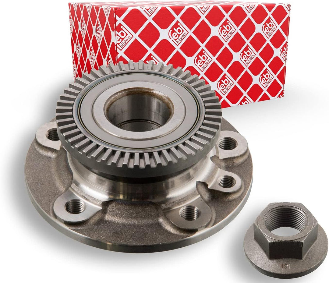 febi bilstein 06167 Radlagersatz mit Radnabe, ABS-Impulsring und Achsmutter , 1 Stück