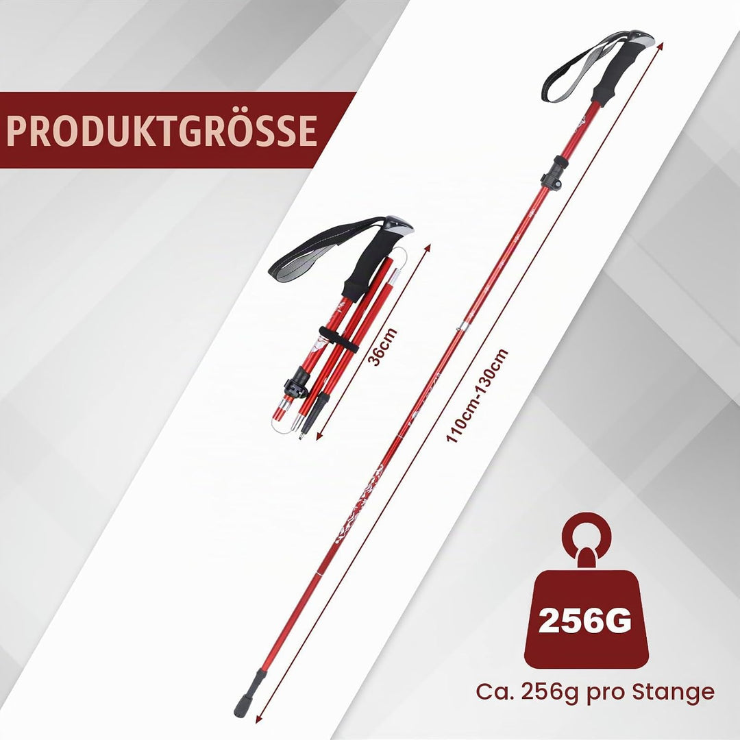 VINATO Wanderstöcke faltbar, Nordic Walking Stöcke Damen, Teleskop Wanderstöcke mit Tragetasche für