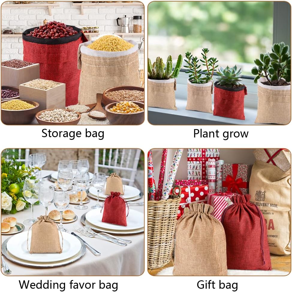 CLTPY 30 Stück Jutesäckchen 15x20 cm mit Kordelzug, Geschenktüten Baumwollsäckchen Stoffsäckchen für