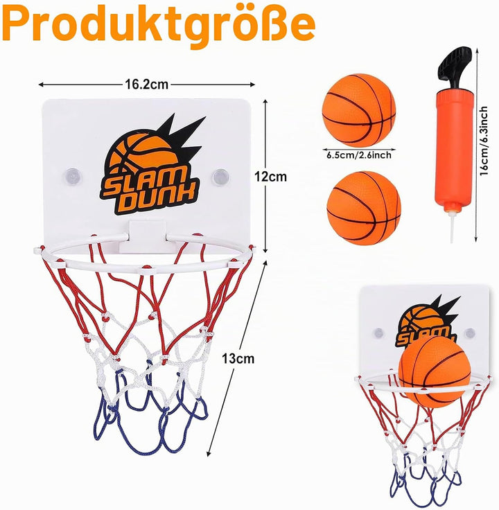 4 Pcs Mini Basketballkorb FüRs Zimmer, Mit Saugnapf Und Luftpumpe Mini Basketball, Kein Stanzen Erfo