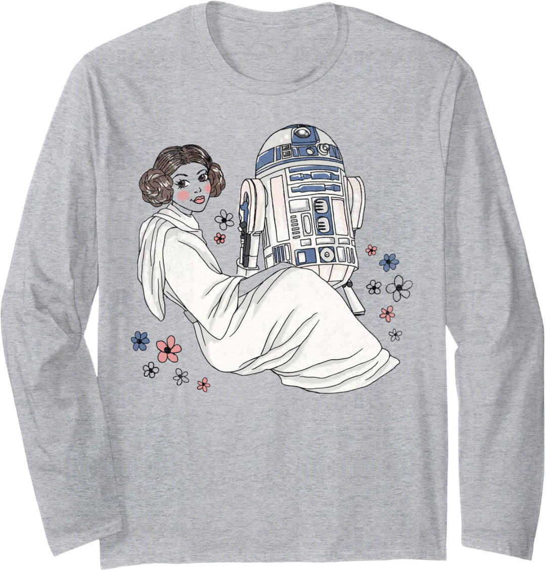 Star Wars Princess Leia And R2-D2 Doodle Langarmshirt