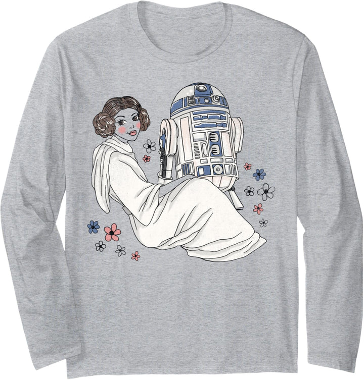 Star Wars Princess Leia And R2-D2 Doodle Langarmshirt