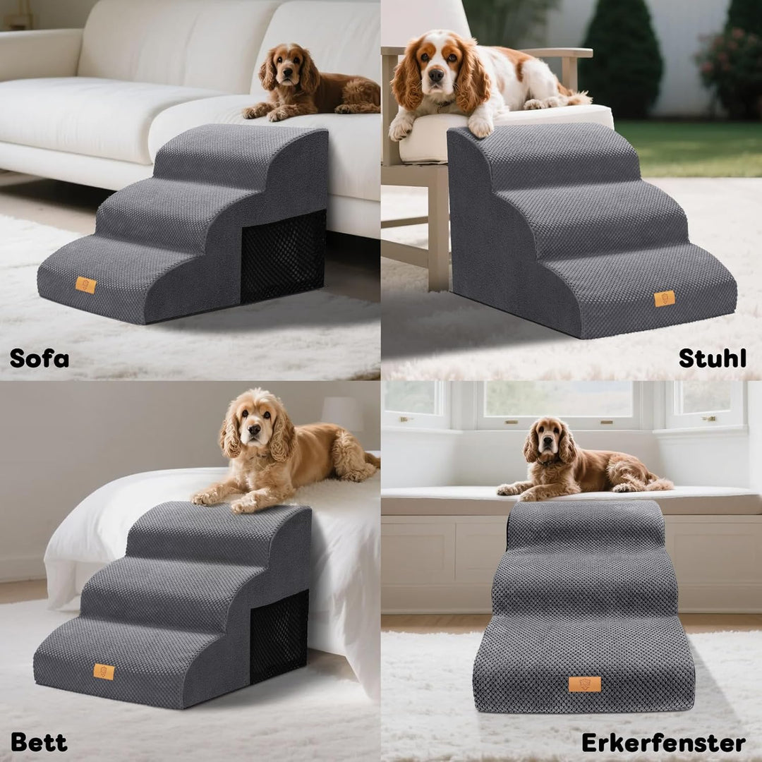 Thihome Hundetreppe 3 Stufen, rutschfeste Haustiertreppe für Kleine Hunde, Waschbarer Hundetreppe 40