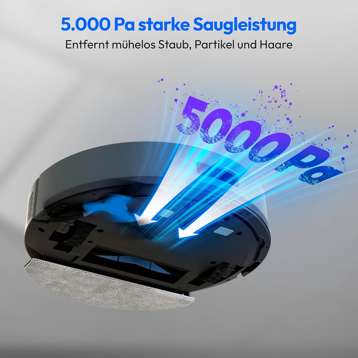 MEDION Saugroboter mit Absaugstation und Wischfunktion X22 SW+ (Lasernavigation, Starke 5000Pa Saugk