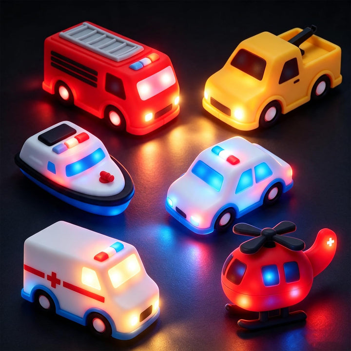 6 Autos Badespielzeug mit Licht,mit LED Badewannenspielzeug Auto