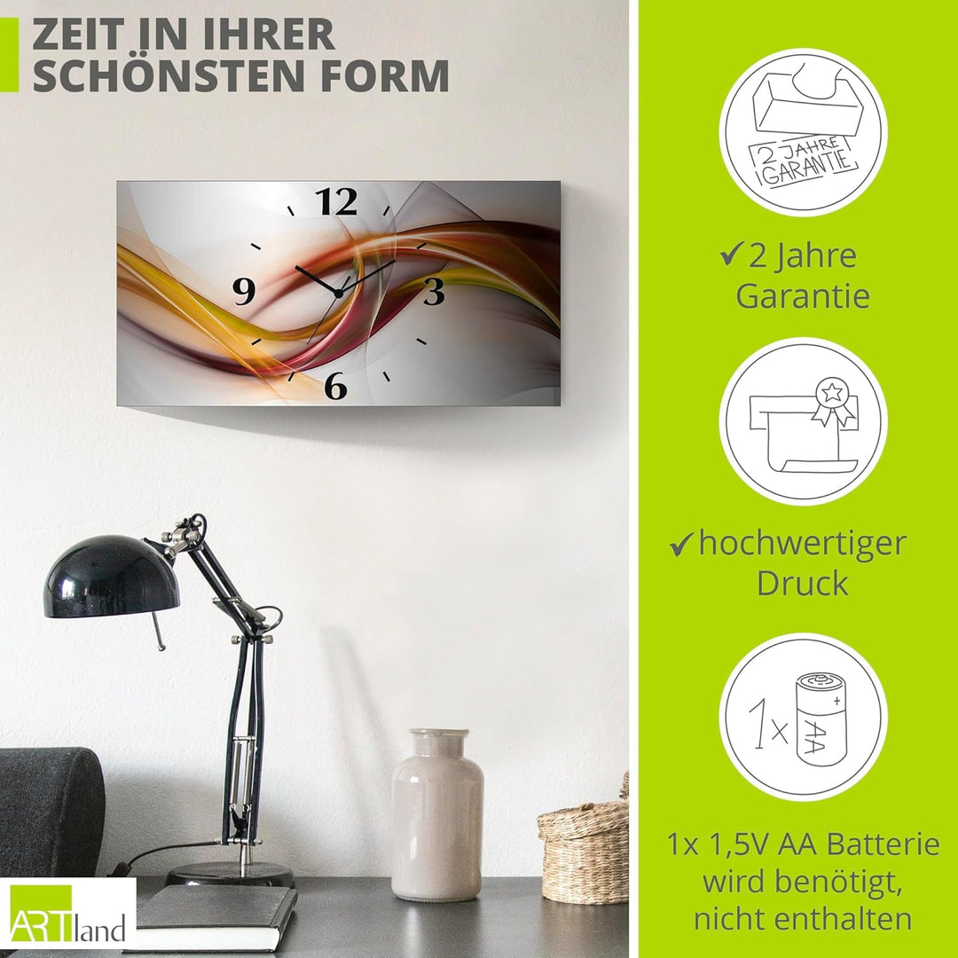 ARTLAND lautlos 50x25 cm Rechteckig Abstrakte Bilder Kunst Abstrakt Design Orange U1UO, 50x25 cm