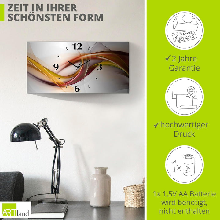 ARTLAND lautlos 50x25 cm Rechteckig Abstrakte Bilder Kunst Abstrakt Design Orange U1UO, 50x25 cm