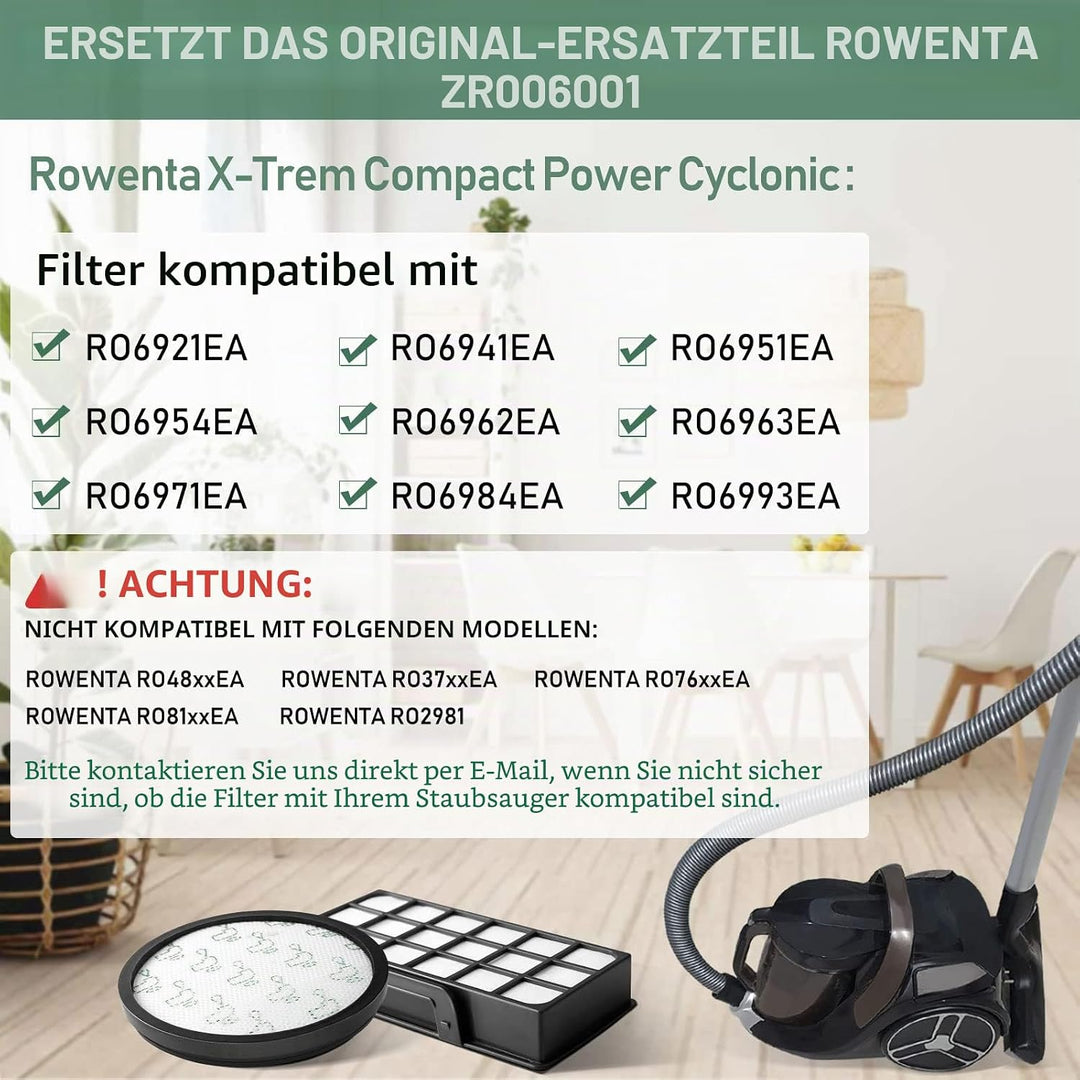 2 Filter Set für Rowenta RO69xx RO6984EA RO6941EA RO6963EA RO6921EA RO6971EA RO6993EA, Rowenta X-Tre