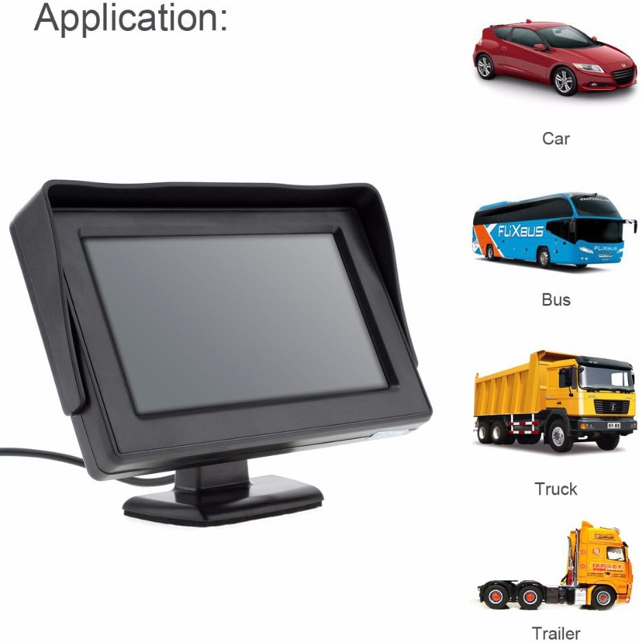【Super HD Rückfahrkamera Set】4.3 Zoll TFT LCD Farbdisplay Auto Monitor + 1280*720P Rückfahrkamera fü