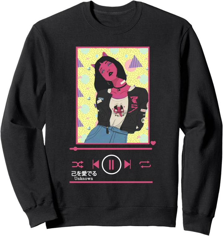 Anime Girl Japanisch Ästhetisch Anime Otaku Musik Spieler Sweatshirt