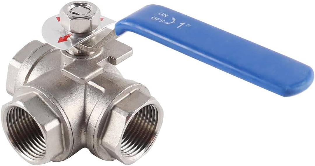 Edelstahl 3 Weg Kugelhahn 1 Zoll RC Gewinde DN25 304 T Typ Industrielle Rohrverschraubung Manuelles