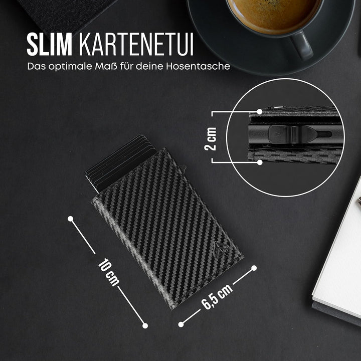 CARD Nine® Kartenetui mit RFID-Schutz - Smart Wallet - Pop-Up-Geldbörse - Cardholder - Portemonnaie