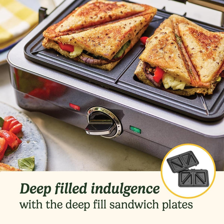 Cuisinart GRSM4U 2-in-1 Grill- und Sandwich-Maker, antihaftbeschichtet, abnehmbare Platten, Mitterna