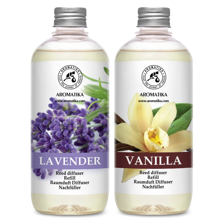 Raumduft Diffuser Nachfüller Vanille 500ml &amp; Lavendel 500ml - 2x500ml - Nachfüller Set für Duftdiffu