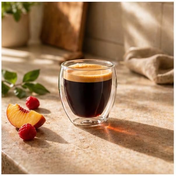 Creano doppelwandige Espresso-Gläser, 6er-Set 100ml, Mokkatassen, Thermo-Gläser mit Schwebe-Effekt S
