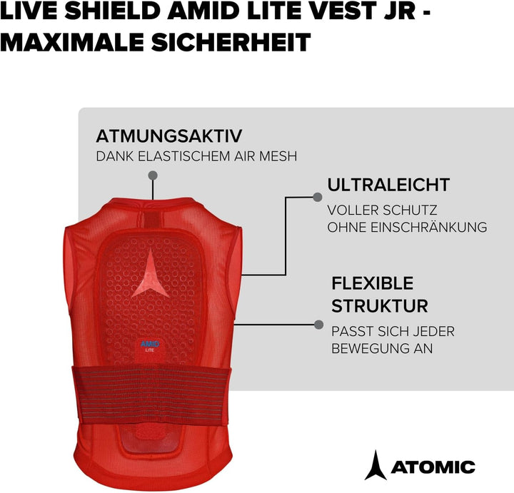 Atomic Unisex Live Shield Amid Lite Vest Jr LIVE Shield AMID LITE Vest JR (1er Pack) M Rot, M Rot