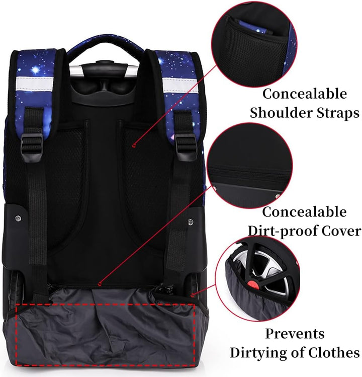 FEEIMOL Trolley Rucksack mit Rollen Rolling Schultasche für Mädchen Jungen Schüler Reisegepäck Lapto