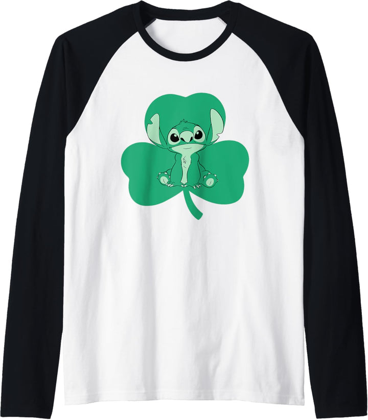 Disney Lilo and Stitch Green Shamrock St. Patrick's Day Raglan