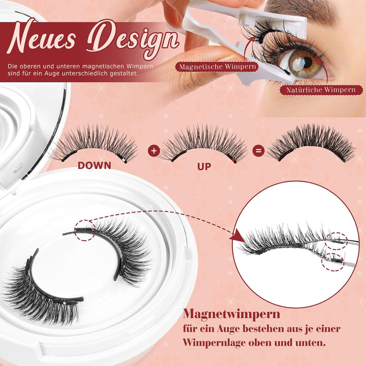 Higu clace Magnetische-Wimpern,Magnet Wimpern Ohne Eyeliner,Magnetische Wimpern mit Applikator,Wimpe