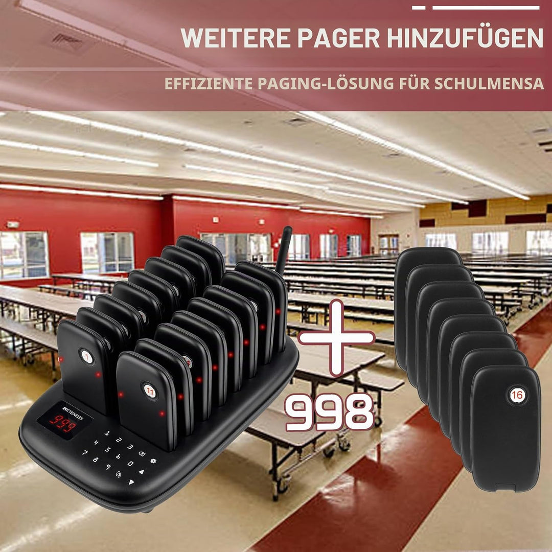 Retekess TD175 Pager Rufsystem, Restaurant Pager System, Draussen 1000M, 7 Anrufmodi, Anrufverlauf A