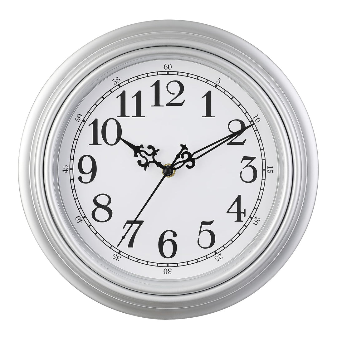 Plumeet Wanduhr Klassisch 25cm Ruhige Retro Wanduhr ohne Tickgeräusche für Wohnzimmer - Schlafzimmer