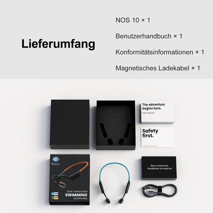 Leowin Knochenschall Kopfhörer Schwimmen, IP68 10 m wasserdicht, TÜV geprüft, 32 GB MP3, Bluetooth 6