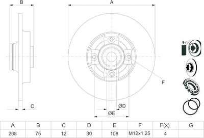 Bosch BD1334 Bremsscheiben mit Radlager - Hinterachse - ECE-R90 Zertifizierung - eine Bremsscheibe