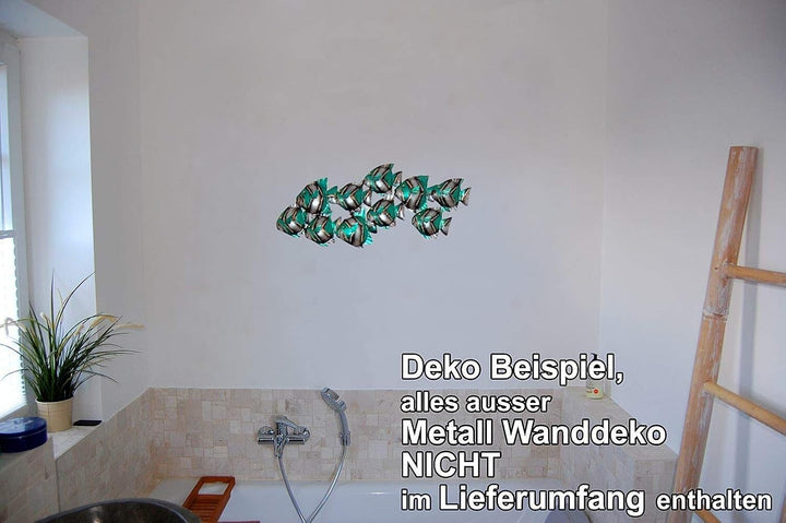 SEESTERN Fischschwarm Metall Wand Deko Verzierung Hänge Wand Dekoration 68cm /1805.Petrol