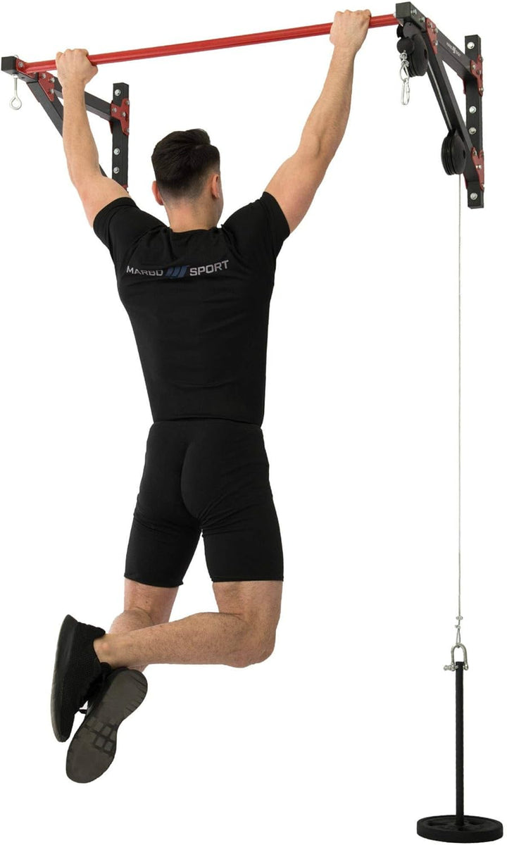 Marbo Sport multifunktionale Klimmzugstange mit Wandbefestigung, Latzug und Boxsackhalterung (3in1)