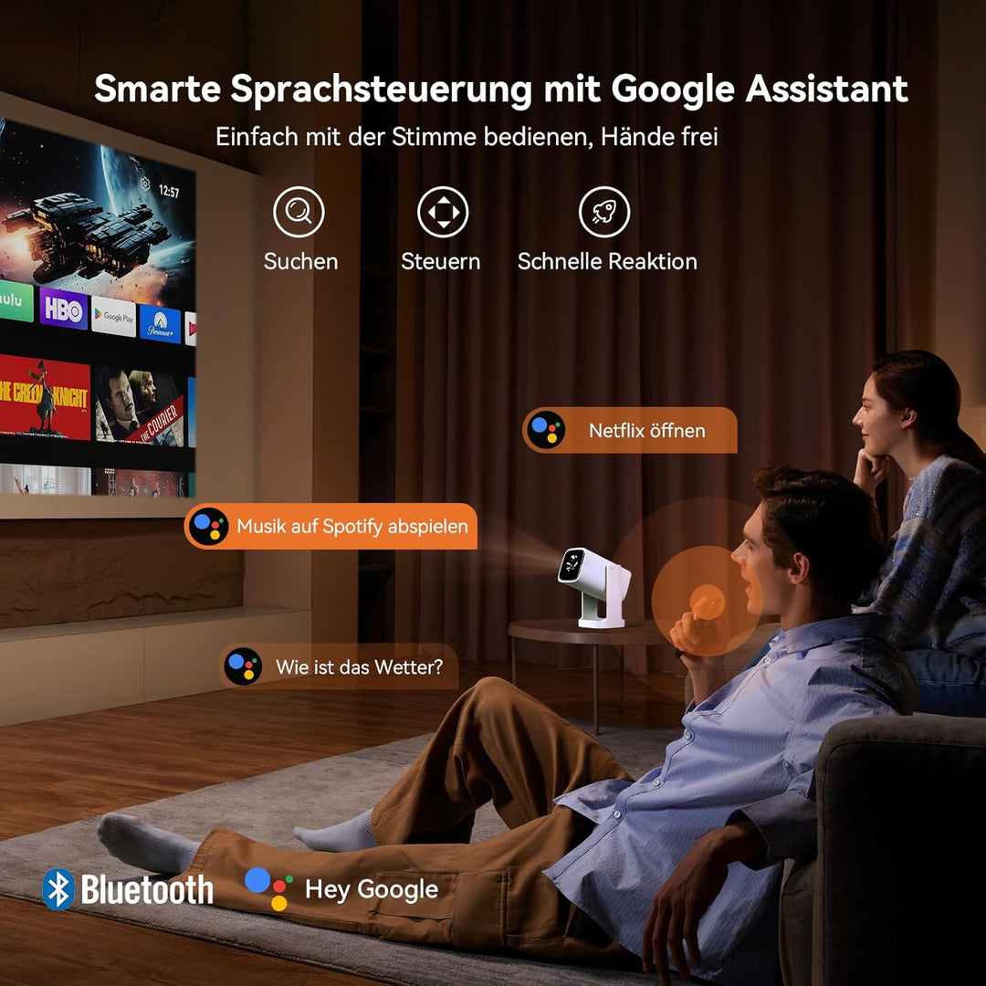 WANBO Cube 1 Mini Smart Beamer Android TV/Netflix/360° Drehbar, Linsenschutz, 200 ISO Lumen, 1080P U