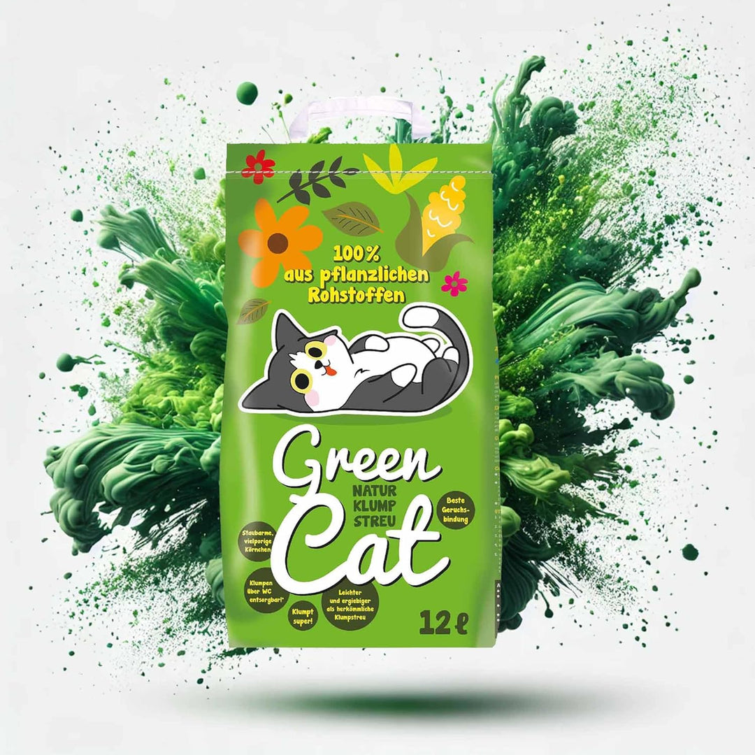 GreenCat 4x12 =48 Liter GREENCAT NATURSTREU ÖKO-Plus Green CAT`S KATZENSTREU - Best STREU Green CAT