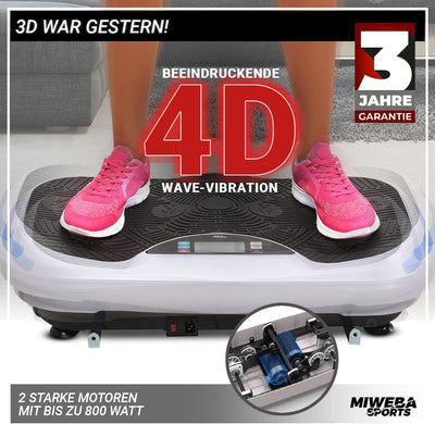 Miweba Sports Fitness 4D Wave Vibrationsplatte MV300 | 3 Jahre Garantie - 800 Watt - Armband Fernbed