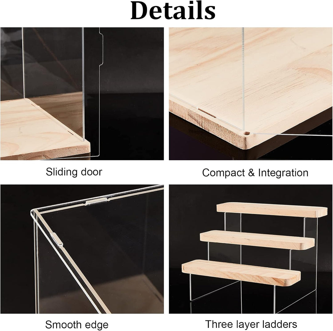 NBEADS 3 Stufen Transparentem Acryl Vitrine, Klar Figuren Display Boxen Arbeitsplatten Box Aufbewahr