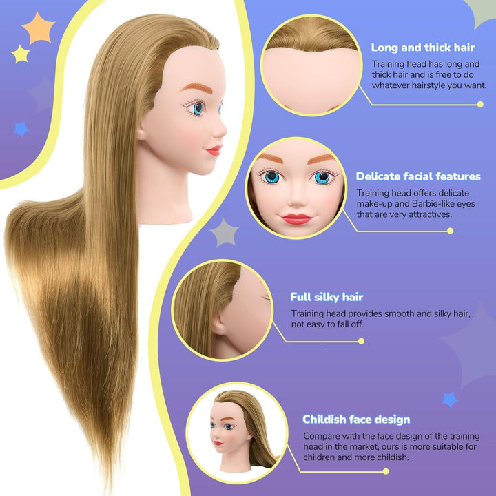 Neverland 20" Übungskopf Frisierkopf Friseur 100% Synthetisches Haar Perückenkopf Puppenkopf Trainin