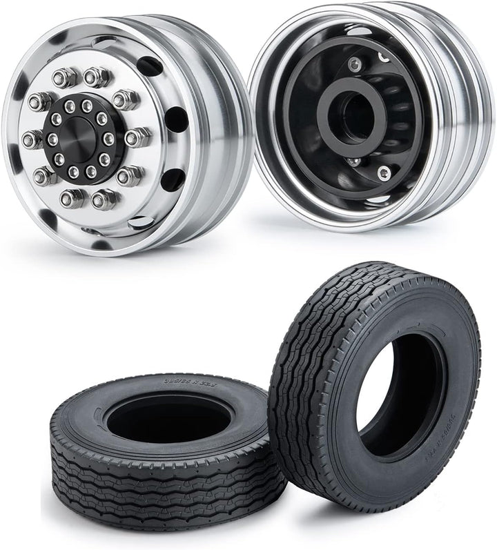 AXspeed 2 Stück Vorderrad Felgen & Reifen Set RC Räder für 1:14 Tamiya Traktor Truck Climbing Traile