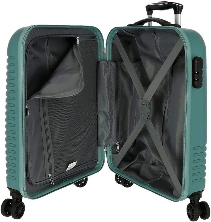 Roll Road India Kabinenkoffer Grün 40x55x20 cms Hartschalen ABS Kombinationsschloss 37L 2,5Kgs 4 Dop