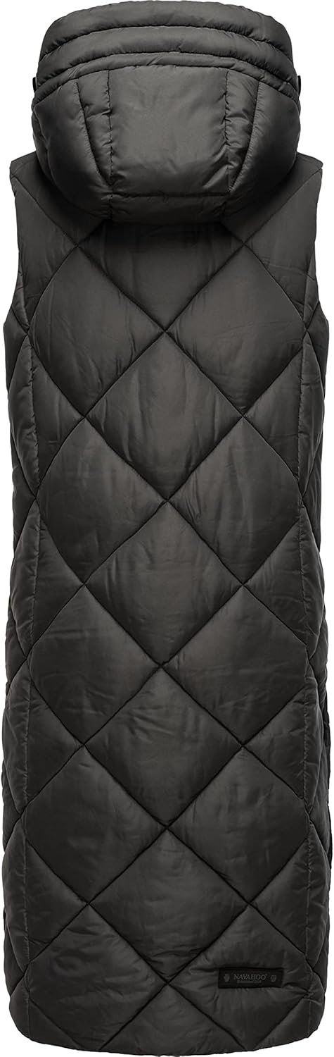 Navahoo warme Damen Winter Steppweste lang mit Kapuze Schnuckel XS-XXL S Anthracite, S Anthracite