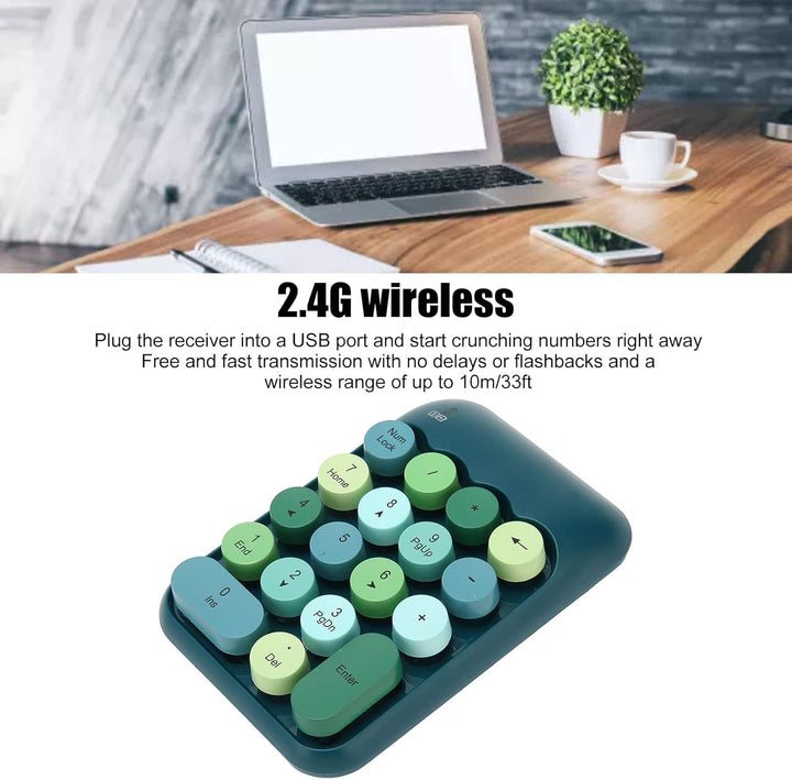 USB-Ziffernblock, Mechanischer Nummernblock für Laptop, 18 Tasten, Retro-Farbschreibmaschine, Runde