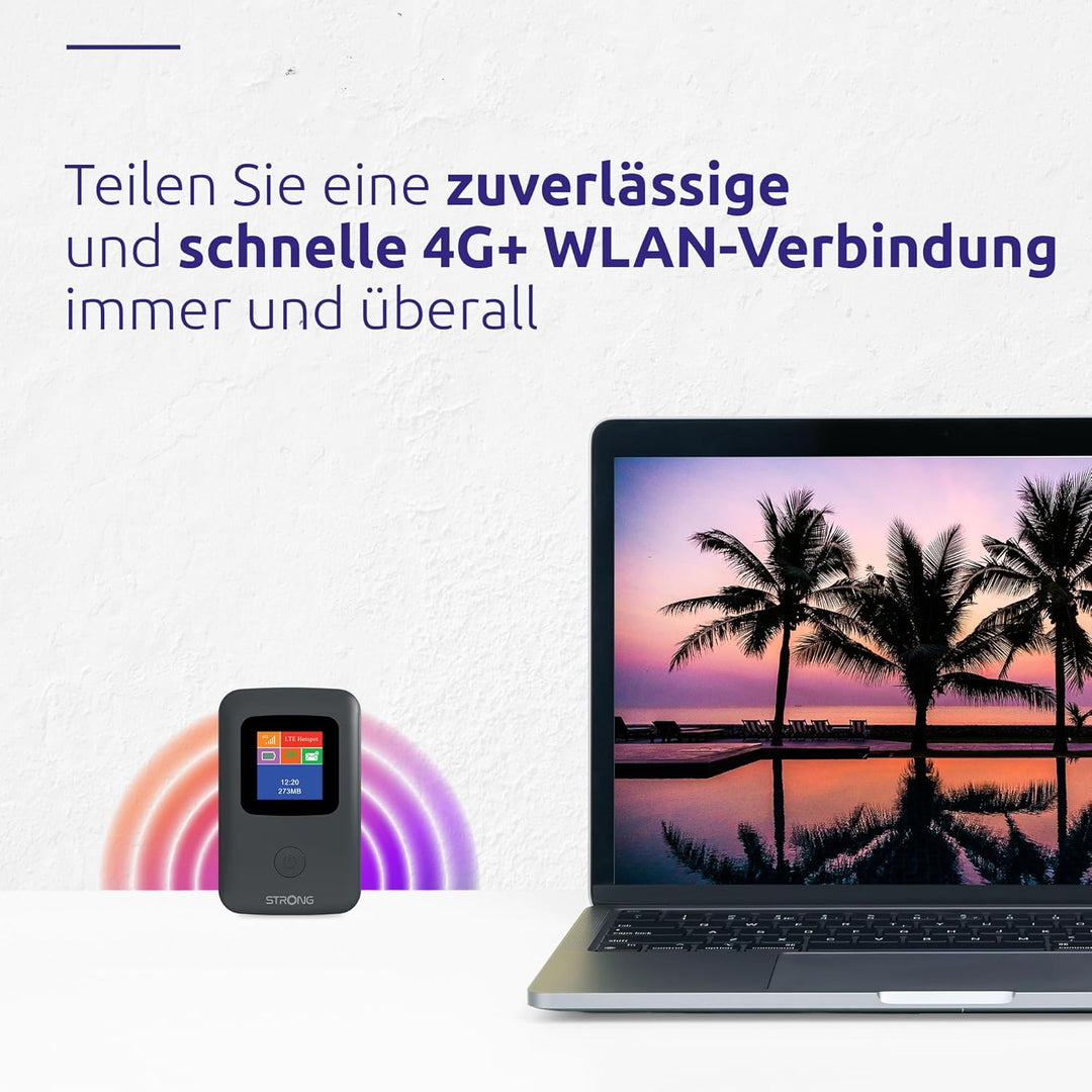 Strong 4G Mobiler Hotspot mit Display, tragbarer WLAN Router, 150 Mbit/s, ideal für Reisen, Messen u
