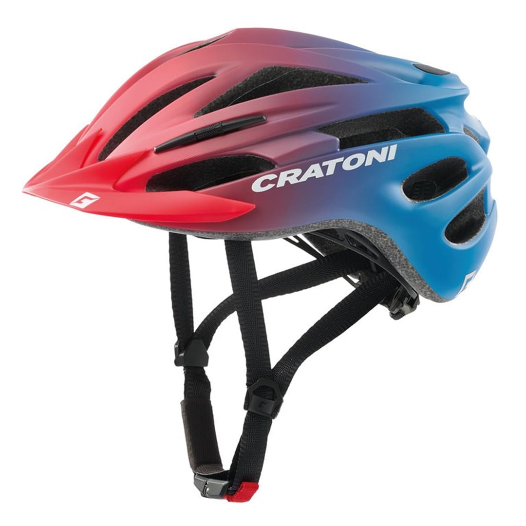 Cratoni Helmets Fahrradhelm für Kinder Pacer JR Mountainbike Jugendhelm Allroundhelm M Rot/Blau Matt